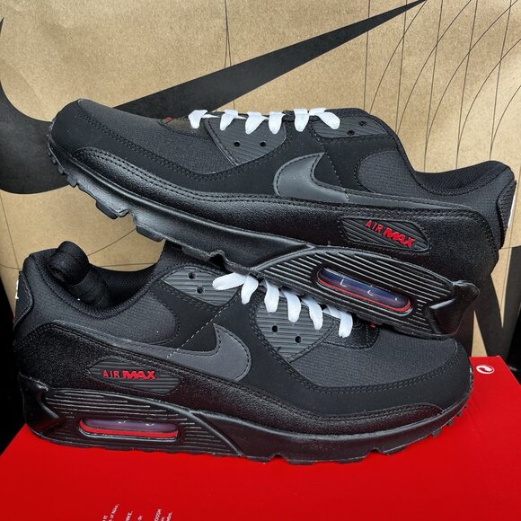 NEW Nike Air Max 90 Bred Black Sport Red DC9388-002 Men\'s Size 10 main image 6